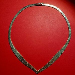 Vintage 925 V-Neck Flat Necklace